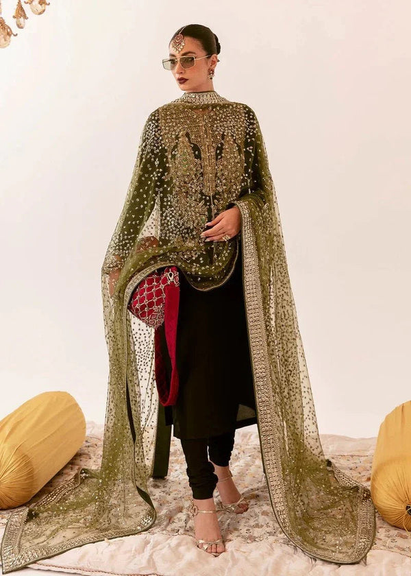 Hussain Rehar Raw Silk Hand Embroidered Unstitched 3 Piece - Darya - 3 Pieces Raw Silk - Zainabjees