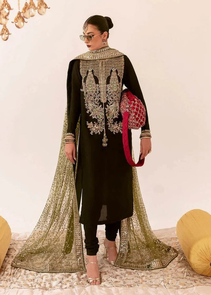 Hussain Rehar Raw Silk Hand Embroidered Unstitched 3 Piece - Darya - 3 Pieces Raw Silk - Zainabjees