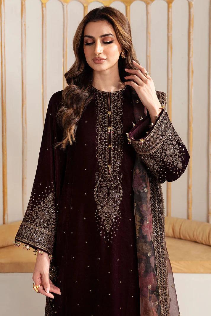 Jazmin Embroidered Velvet Formal 3 Pieces Unstitched JZ-VF-2225 Luxury Collection