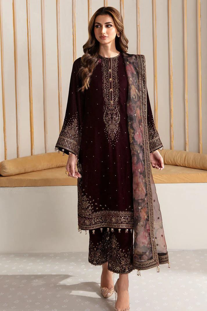 Jazmin Embroidered Velvet Formal 3 Pieces Unstitched JZ-VF-2225 Luxury Collection
