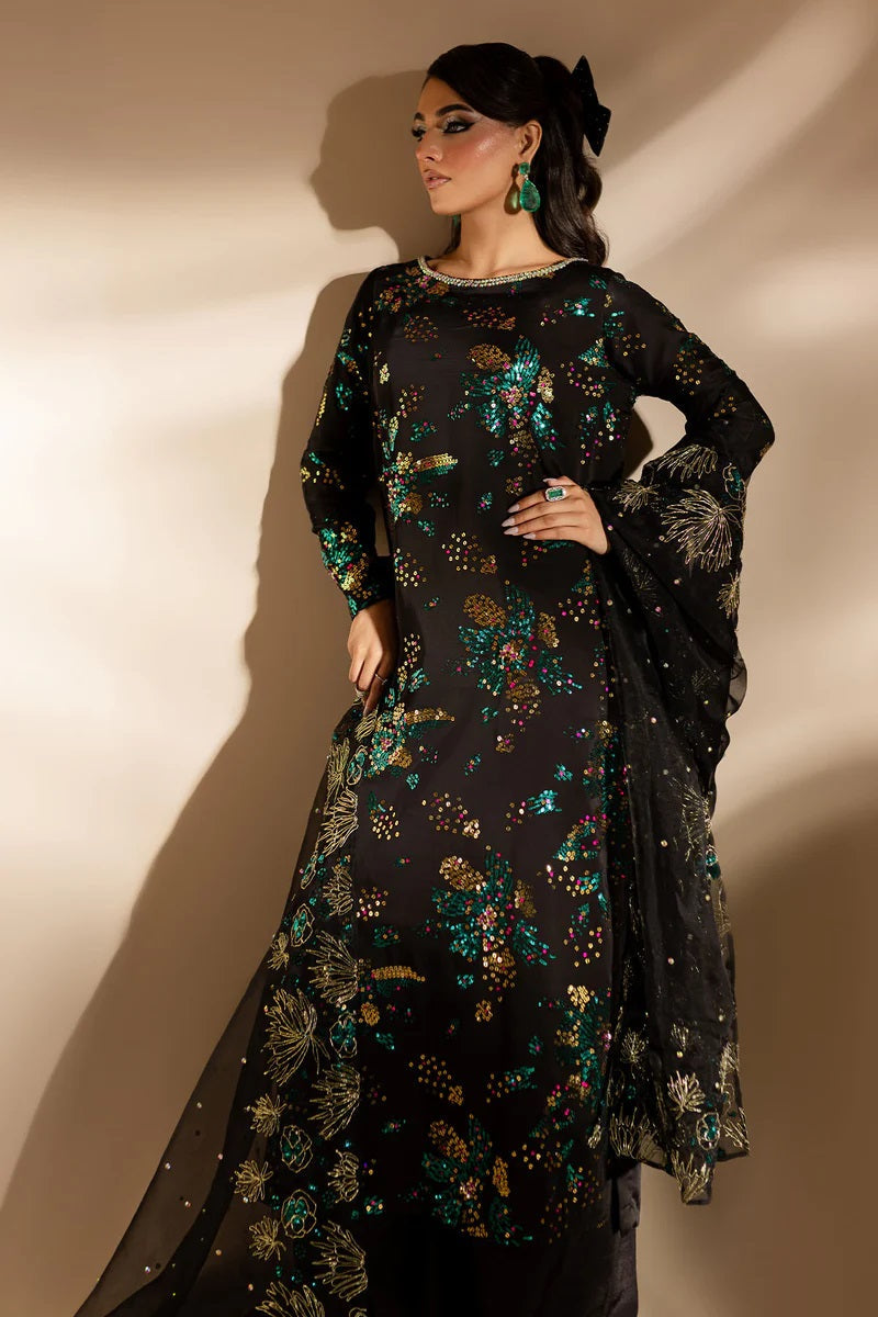 Nureh Luxury Raw Silk Unsticthed 3 Piece - TW-02 Golden Star Dust