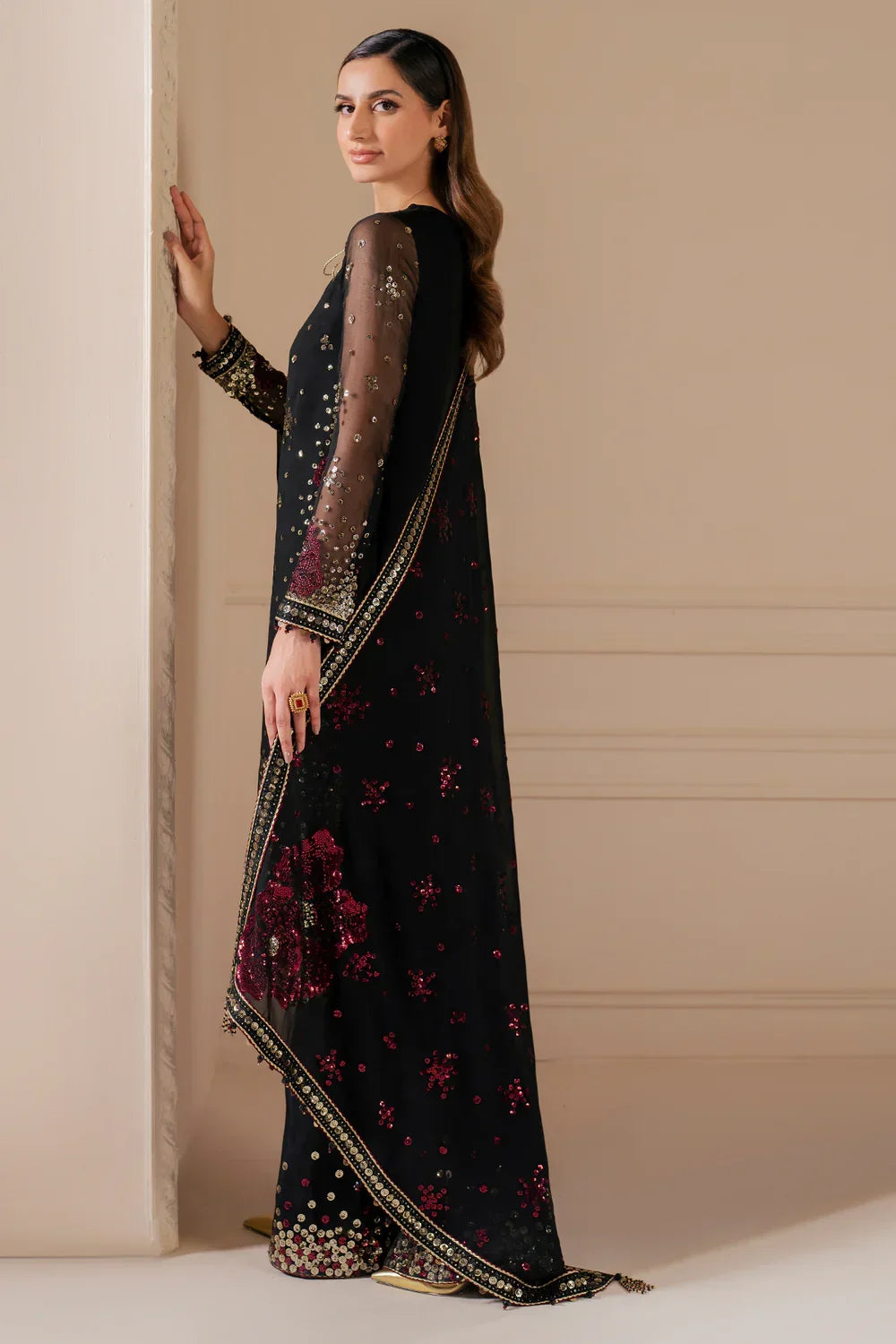 Jazmin Luxury Chiffon Embroidered 3 Pc Collection Unstitched UC - 3070 - 3 Pieces Chiffon - Zainabjees