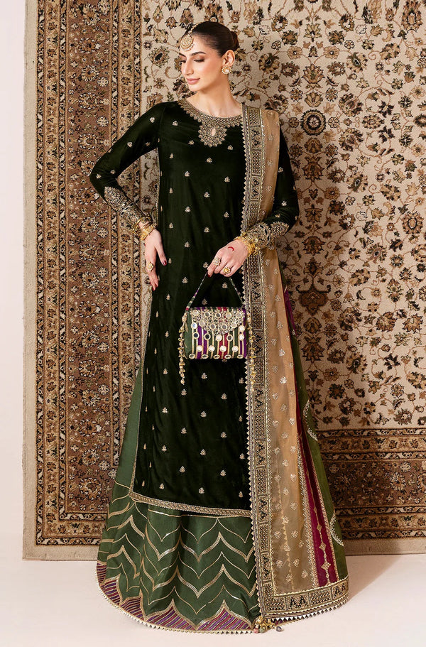 Jazmin Luxury Velvet Embroidered Unstitched 3 Piece - CVF D-09