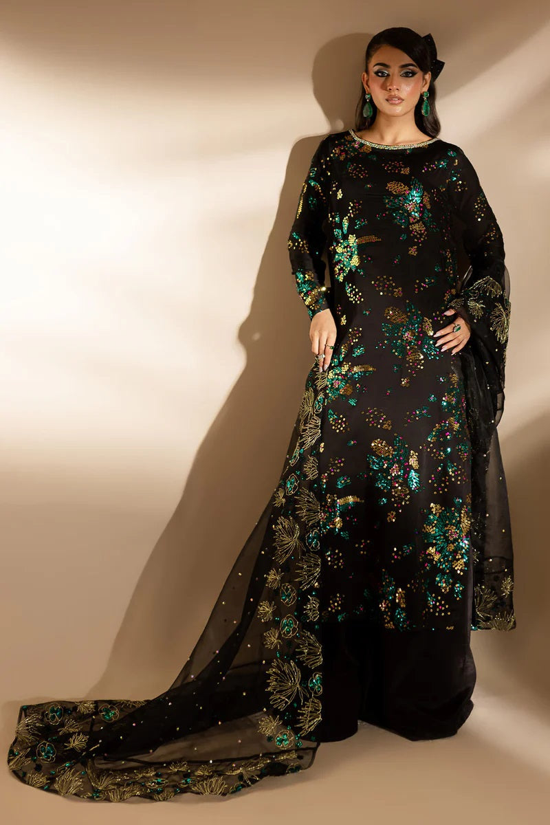 Nureh Luxury Raw Silk Unsticthed 3 Piece - TW-02 Golden Star Dust