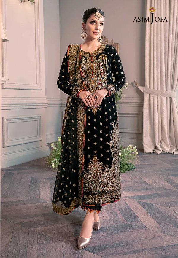 Asim Jofa - The Ayeza Edit Makhmal Royal Velvet Collection Unstitched 3 Pc - AJAM - 02 - 3 pieces Velvet - Zainabjees
