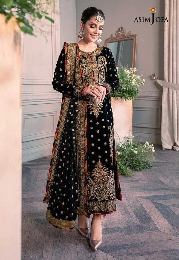 Asim Jofa - The Ayeza Edit Makhmal Royal Velvet Collection Unstitched 3 Pc - AJAM - 02 - 3 pieces Velvet - Zainabjees