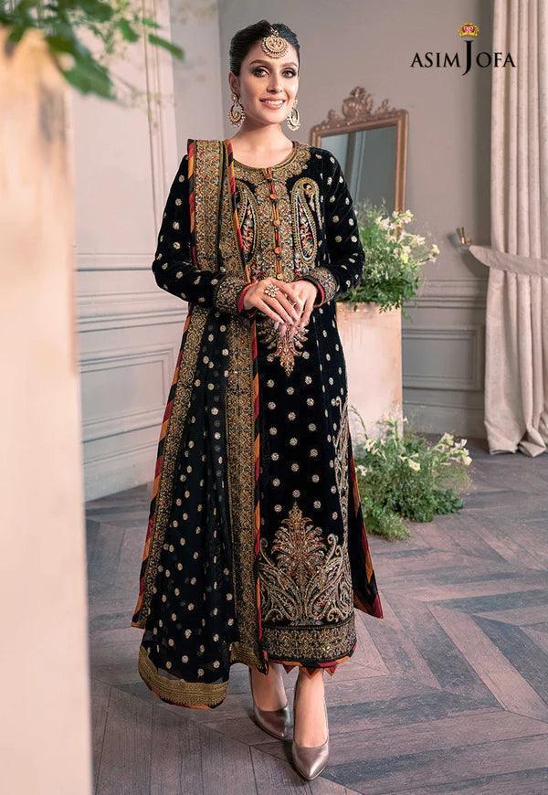 Asim Jofa - The Ayeza Edit Makhmal Royal Velvet Collection Unstitched 3 Pc - AJAM - 02 - 3 pieces Velvet - Zainabjees