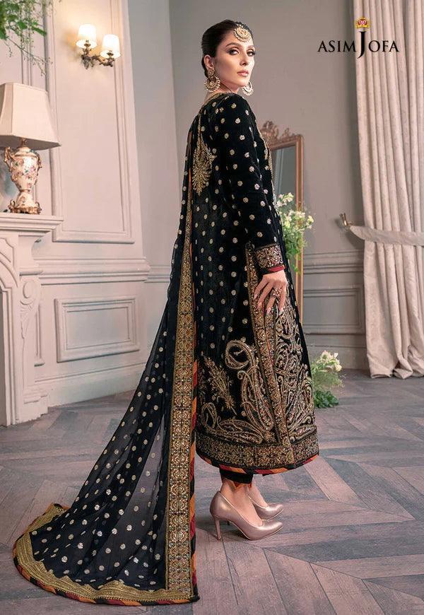 Asim Jofa - The Ayeza Edit Makhmal Royal Velvet Collection Unstitched 3 Pc - AJAM - 02 - 3 pieces Velvet - Zainabjees