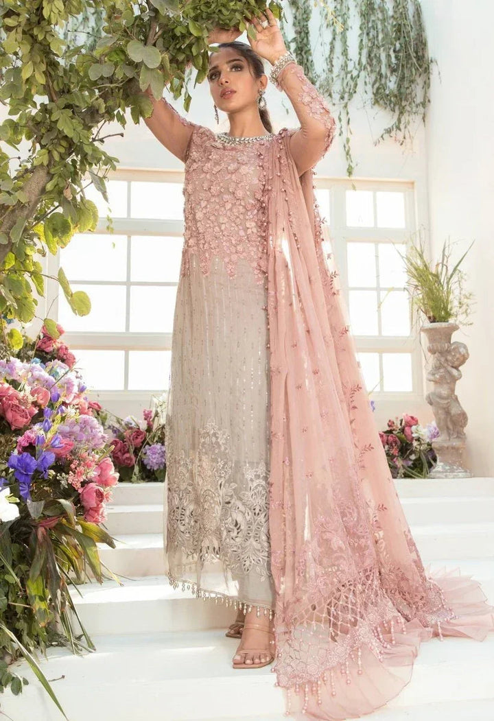 Maria.B Unstitched Mbroidered 3 Piece Unstitched - Coffee and Ash Pink (BD - 2101) - 3 Pieces Lawn - Zainabjees