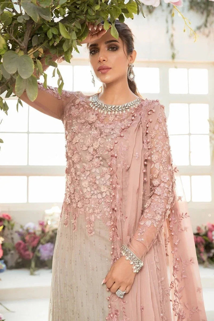 Maria.B Unstitched Mbroidered 3 Piece Unstitched - Coffee and Ash Pink (BD - 2101) - 3 Pieces Lawn - Zainabjees
