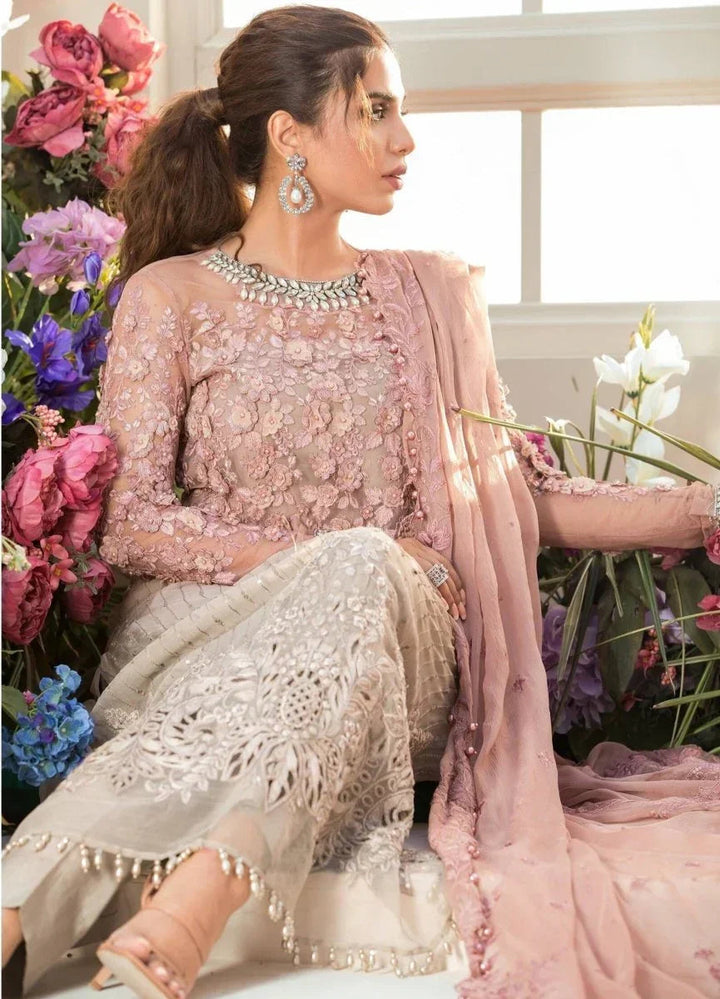 Maria.B Unstitched Mbroidered 3 Piece Unstitched - Coffee and Ash Pink (BD - 2101) - 3 Pieces Lawn - Zainabjees