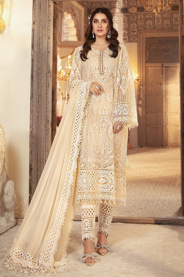 Maria.B Pearl White - Organza Embroidered 3 Piece Unstitched BD-2304