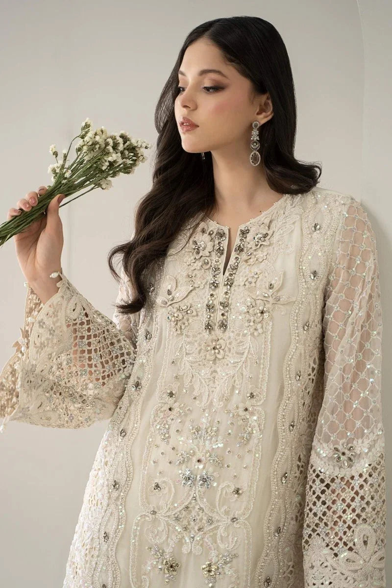 Maria B Luxury Pure Chiffon Embroidered 3 Piece Unstitched BDS - 3007 - 3 Pieces pure Chiffon - Zainabjees