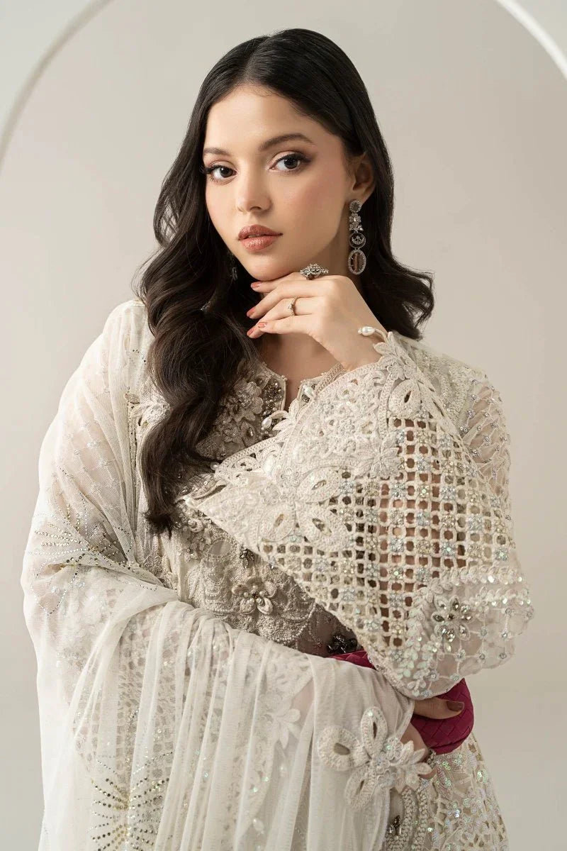 Maria B Luxury Pure Chiffon Embroidered 3 Piece Unstitched BDS - 3007 - 3 Pieces pure Chiffon - Zainabjees