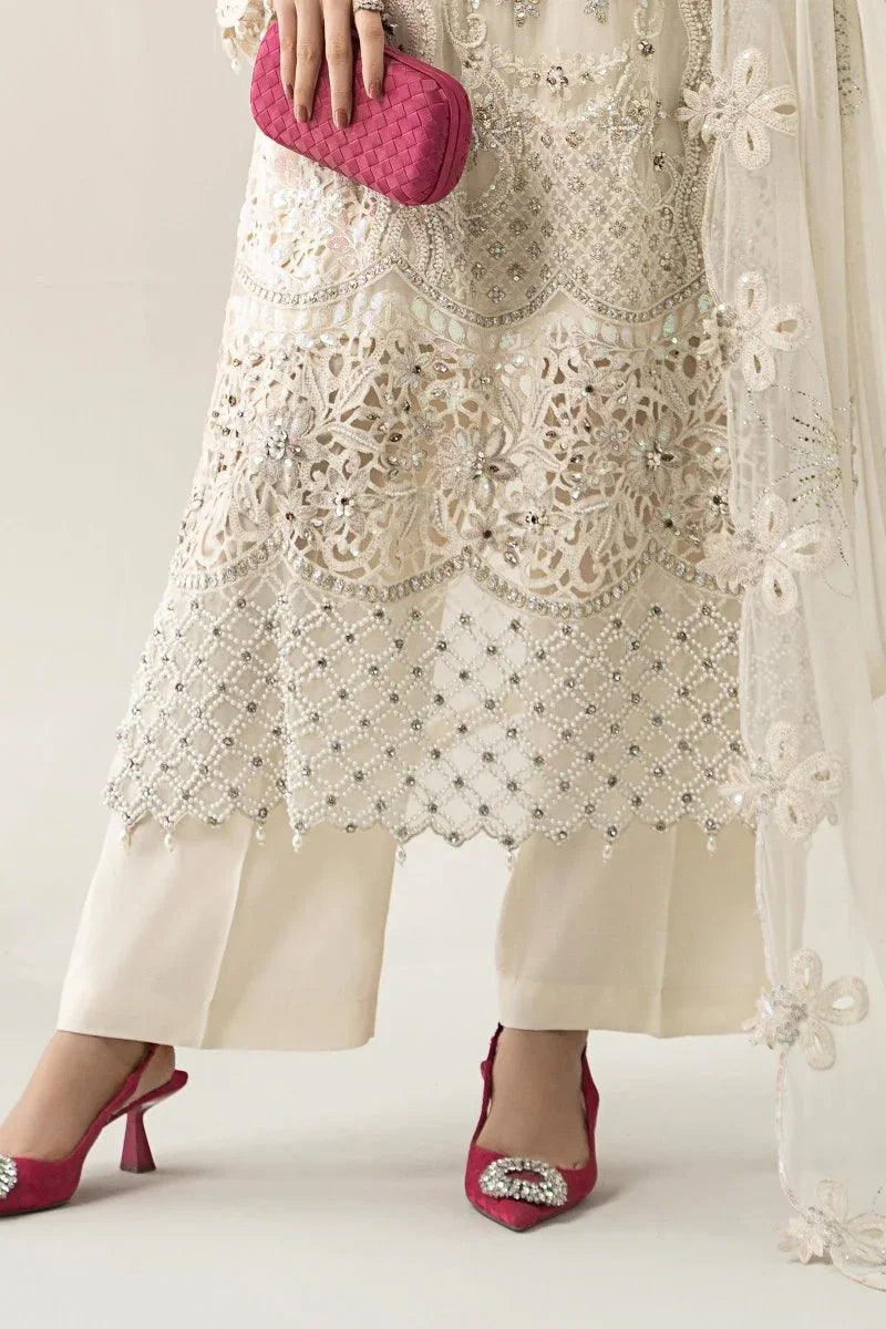Maria B Luxury Pure Chiffon Embroidered 3 Piece Unstitched BDS - 3007 - 3 Pieces pure Chiffon - Zainabjees