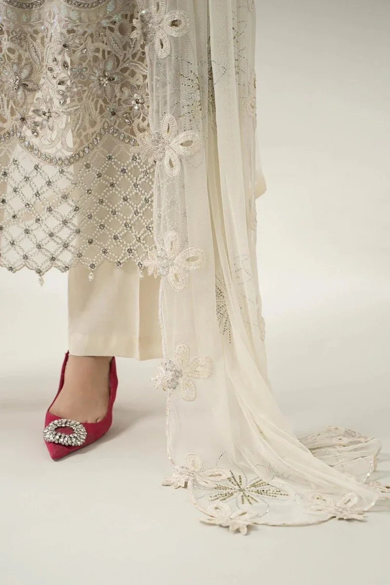 Maria B Luxury Pure Chiffon Embroidered 3 Piece Unstitched BDS - 3007 - 3 Pieces pure Chiffon - Zainabjees