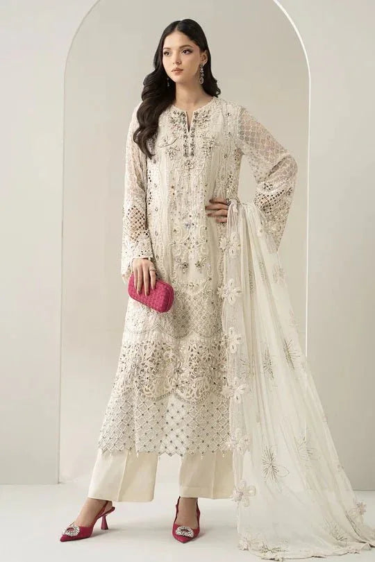Maria B Luxury Pure Chiffon Embroidered 3 Piece Unstitched BDS - 3007 - 3 Pieces pure Chiffon - Zainabjees