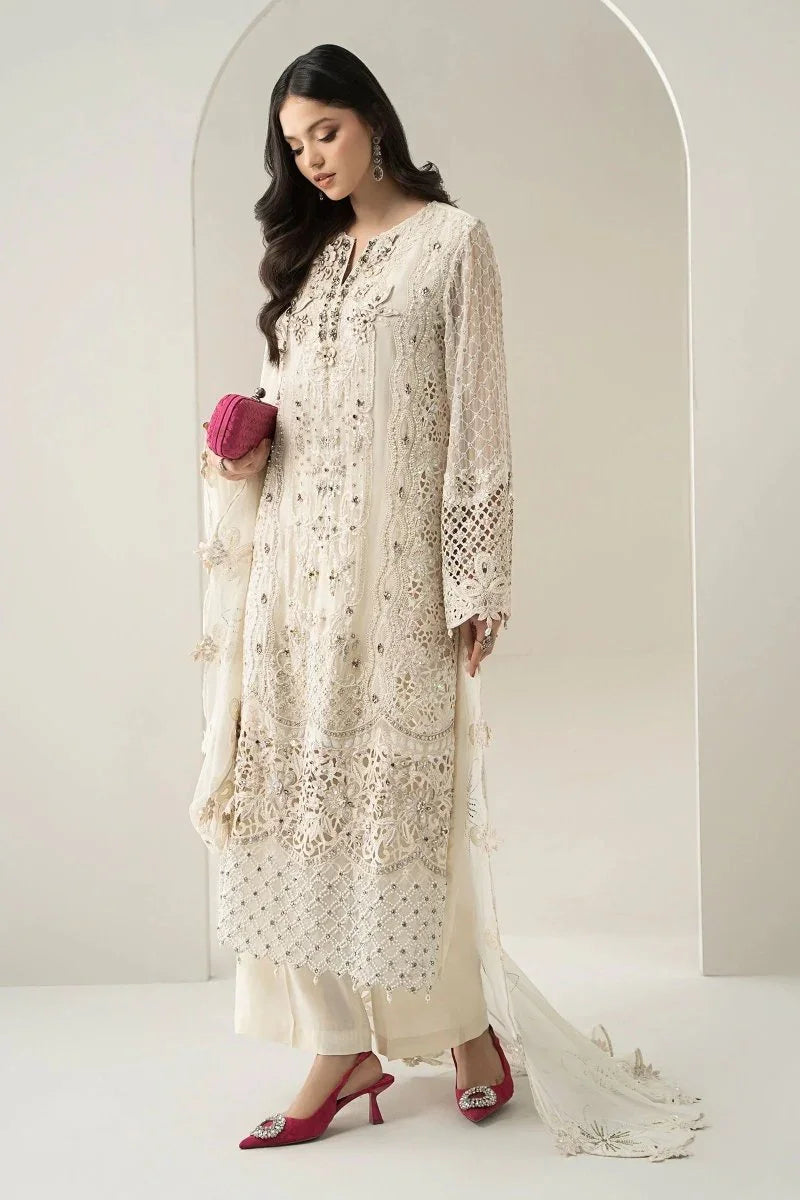 Maria B Luxury Pure Chiffon Embroidered 3 Piece Unstitched BDS - 3007 - 3 Pieces pure Chiffon - Zainabjees