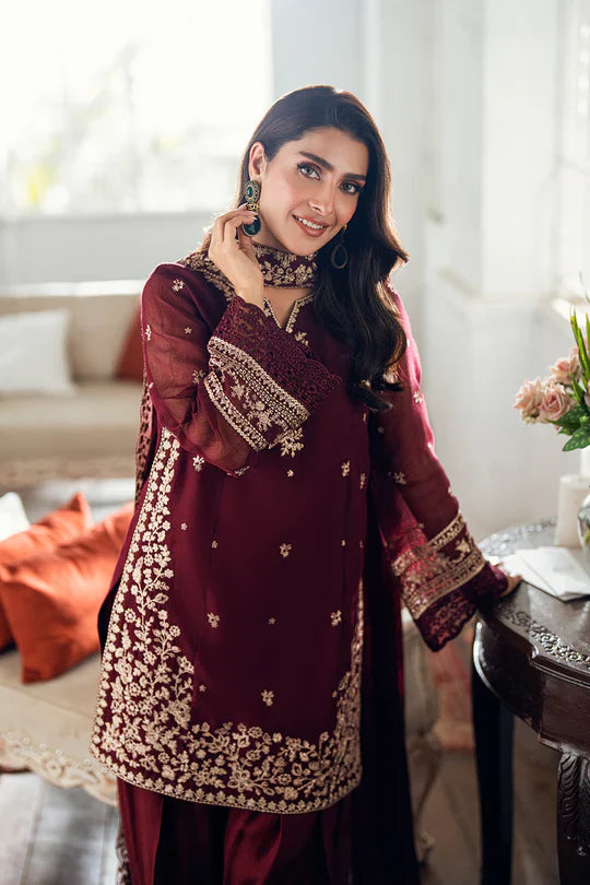 Azure Luxury Chiffon Embroidered Collection Unstitched Berry Dusk
