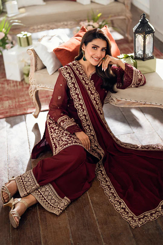 Azure Luxury Chiffon Embroidered Collection Unstitched Berry Dusk