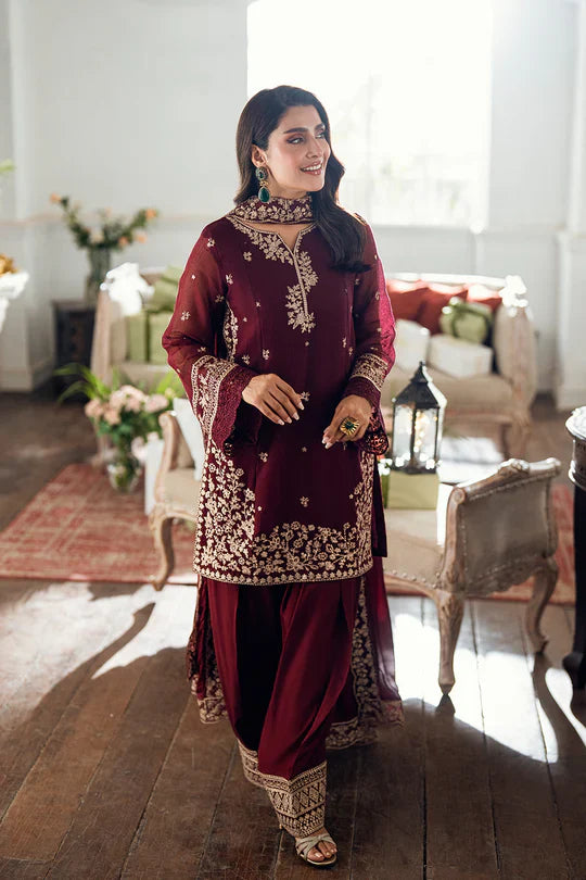 Azure Luxury Chiffon Embroidered Collection Unstitched Berry Dusk