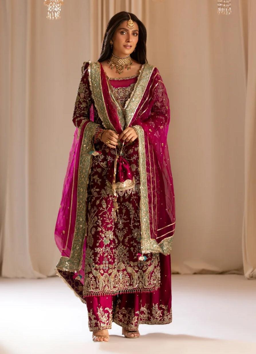 Tabya New Arrival Wedding Collection Hand Embroidered Raw Silk Unstitched TABEER - 3 Pieces Raw Silk - Zainabjees