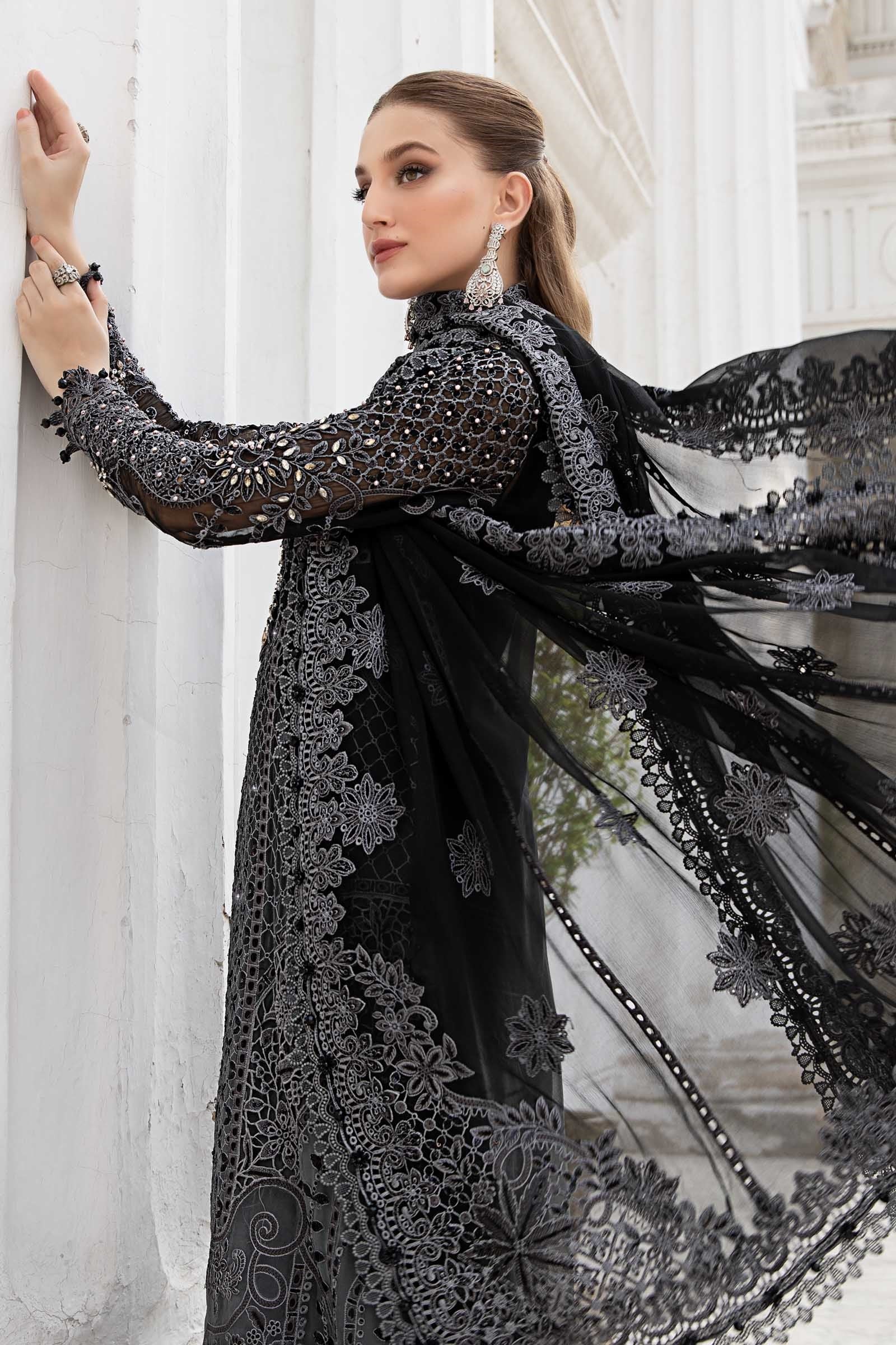 Maria.B Unstitched Embroidered Chiffon Suit 3 Pcs | MPC-24-101