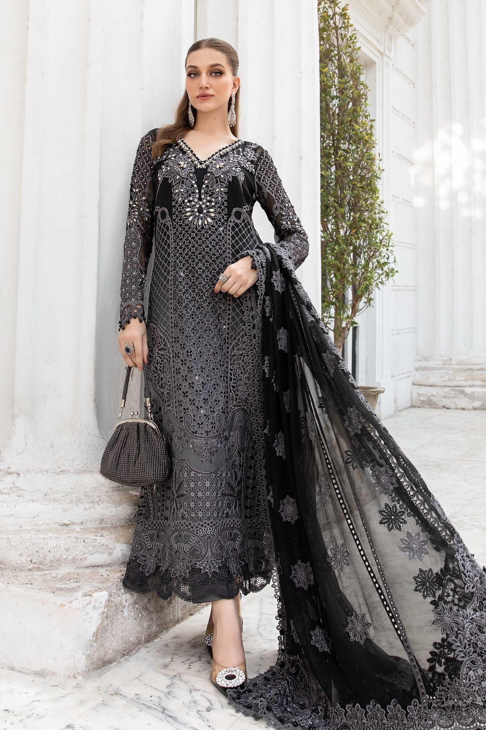 Maria.B Unstitched Embroidered Chiffon Suit 3 Pcs | MPC-24-101