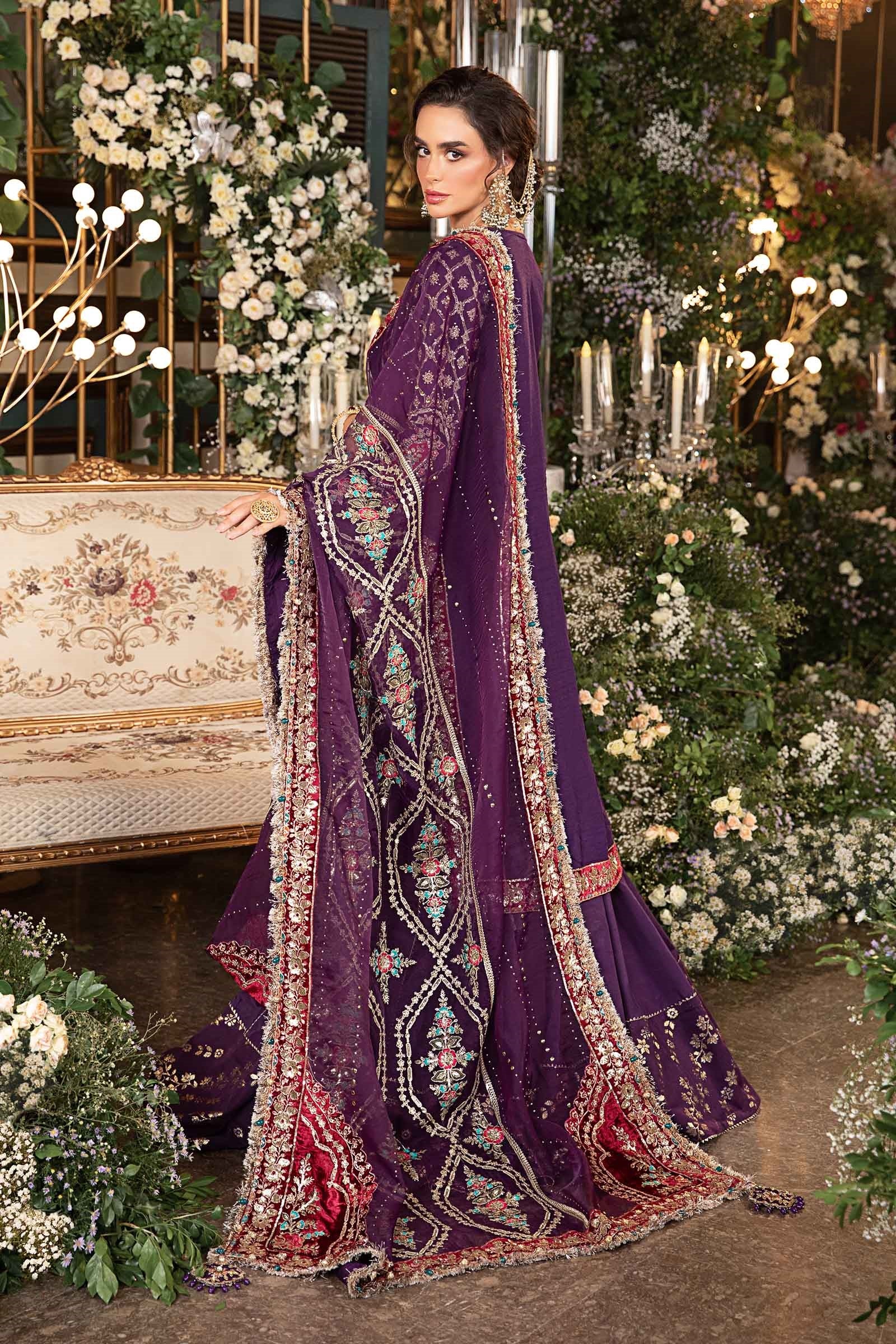 Maria.B Luxury Embroidered Raw Silk Unstitched 3 Piece Suit BD-2903
