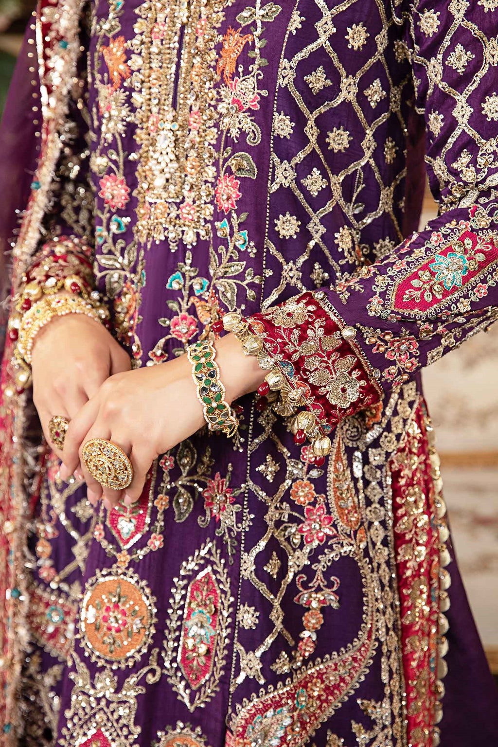 Maria.B Luxury Embroidered Raw Silk Unstitched 3 Piece Suit BD-2903