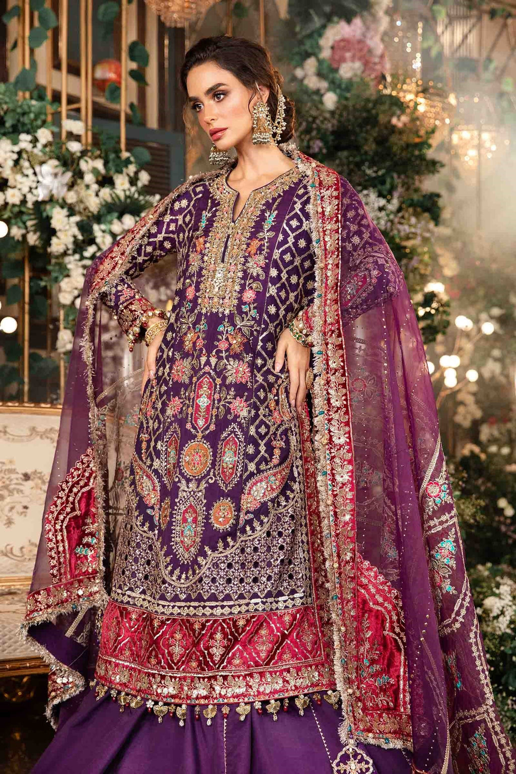Maria.B Luxury Embroidered Raw Silk Unstitched 3 Piece Suit BD-2903