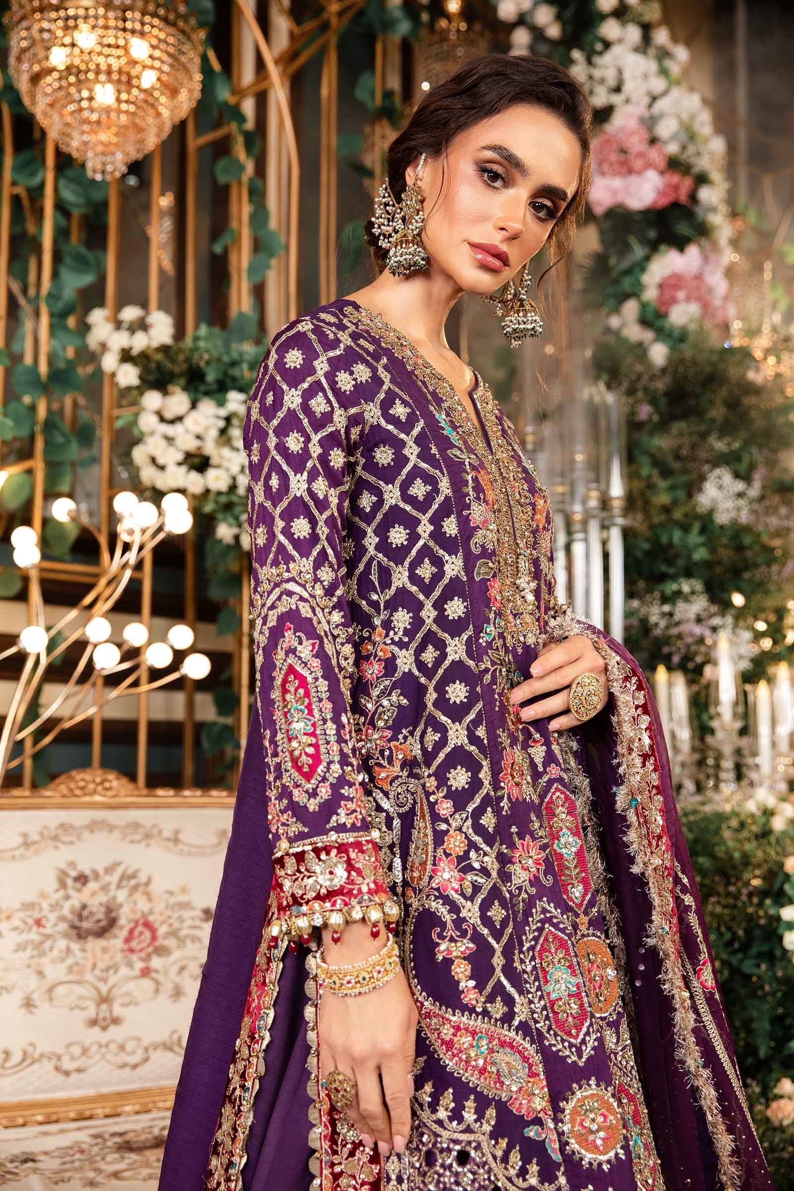 Maria.B Luxury Embroidered Raw Silk Unstitched 3 Piece Suit BD-2903