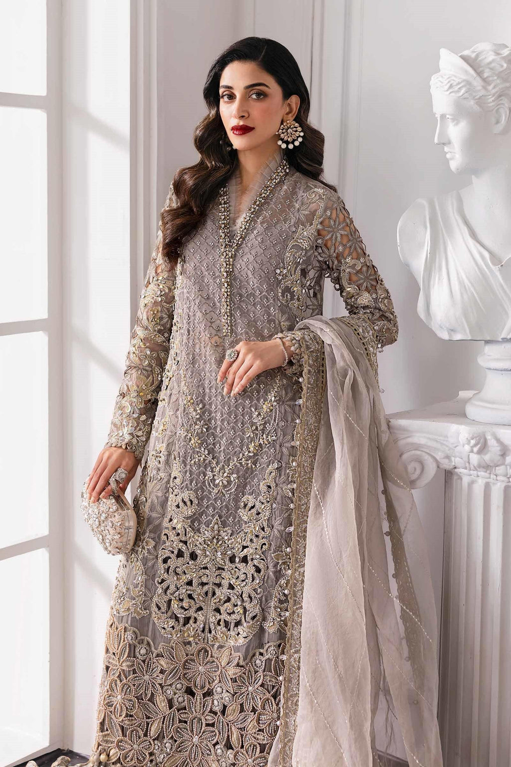 Maria.B 3 Piece Unstitched Embroidered Organza Suit BD-3006
