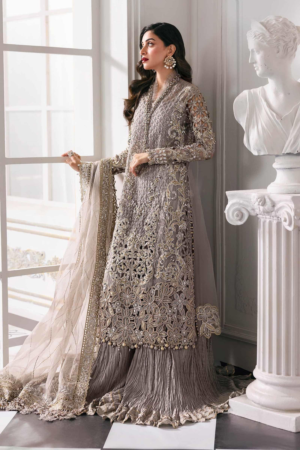 Maria.B 3 Piece Unstitched Embroidered Organza Suit BD-3006