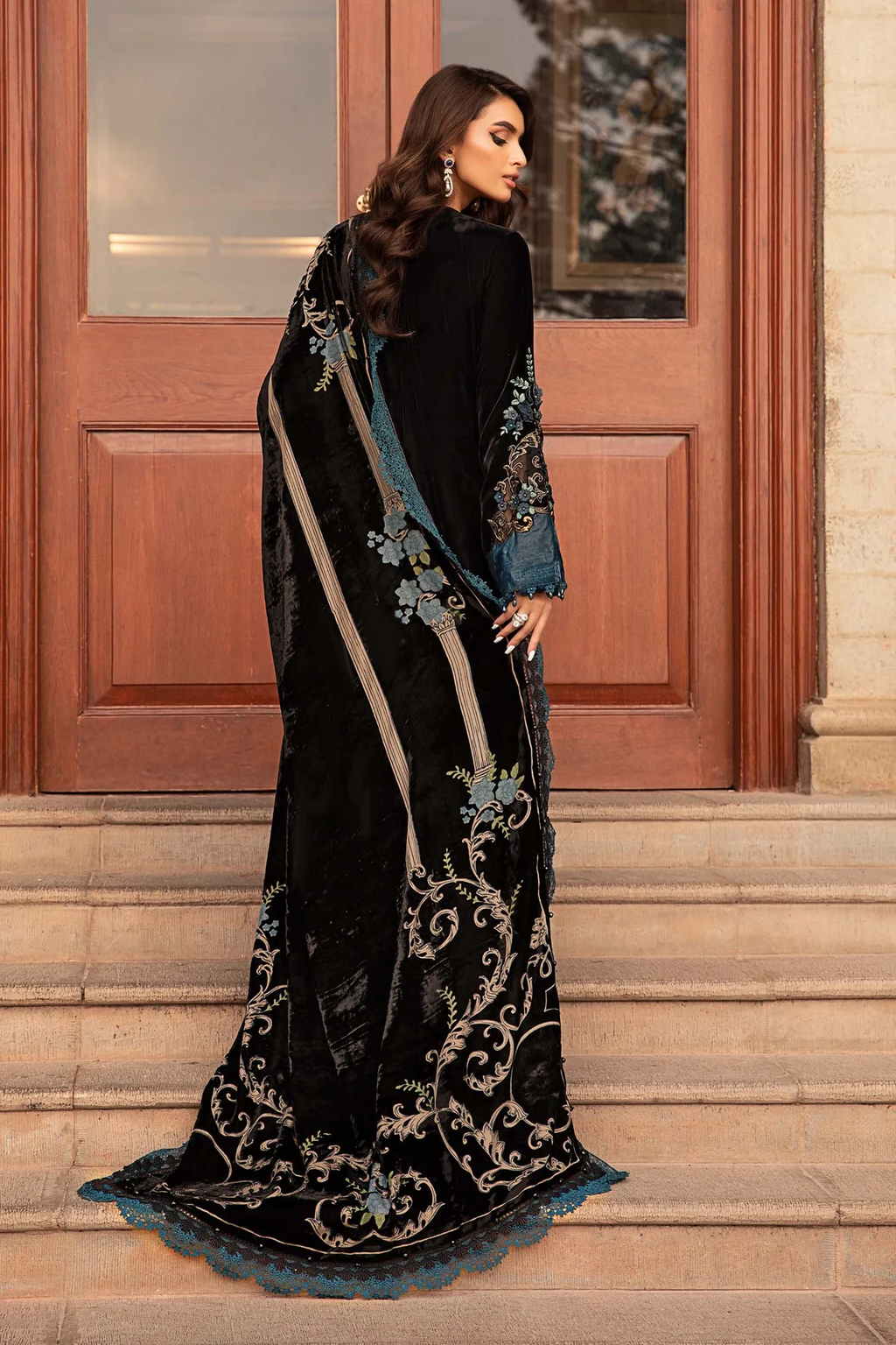 Maria.B Luxury Embroidered Velvet Collection Unstitched With Velvet Shawl