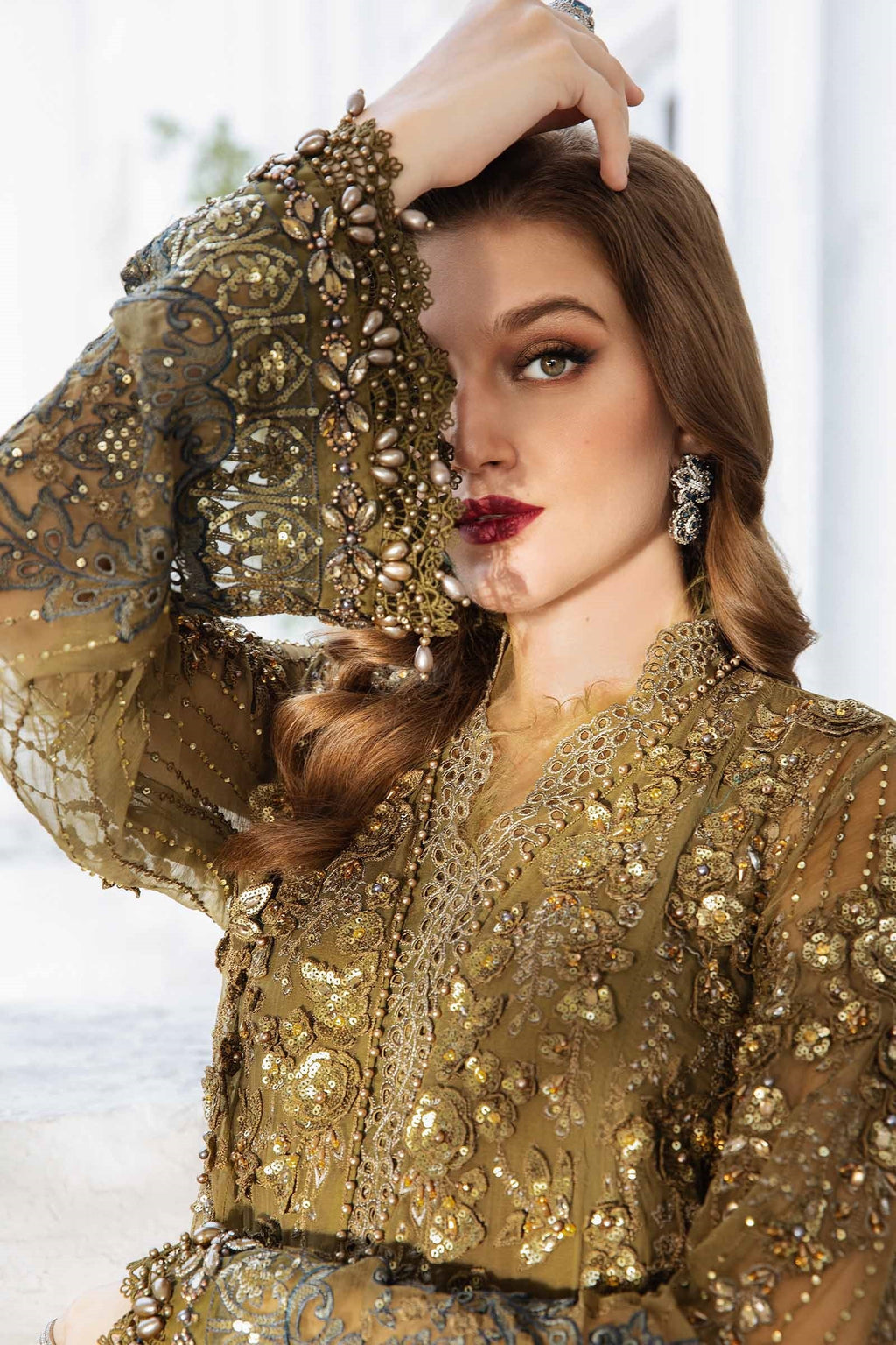 Maria.B 3 Pcs Unstitched Embroidered Pure Chiffon Suit | MPC-24-108