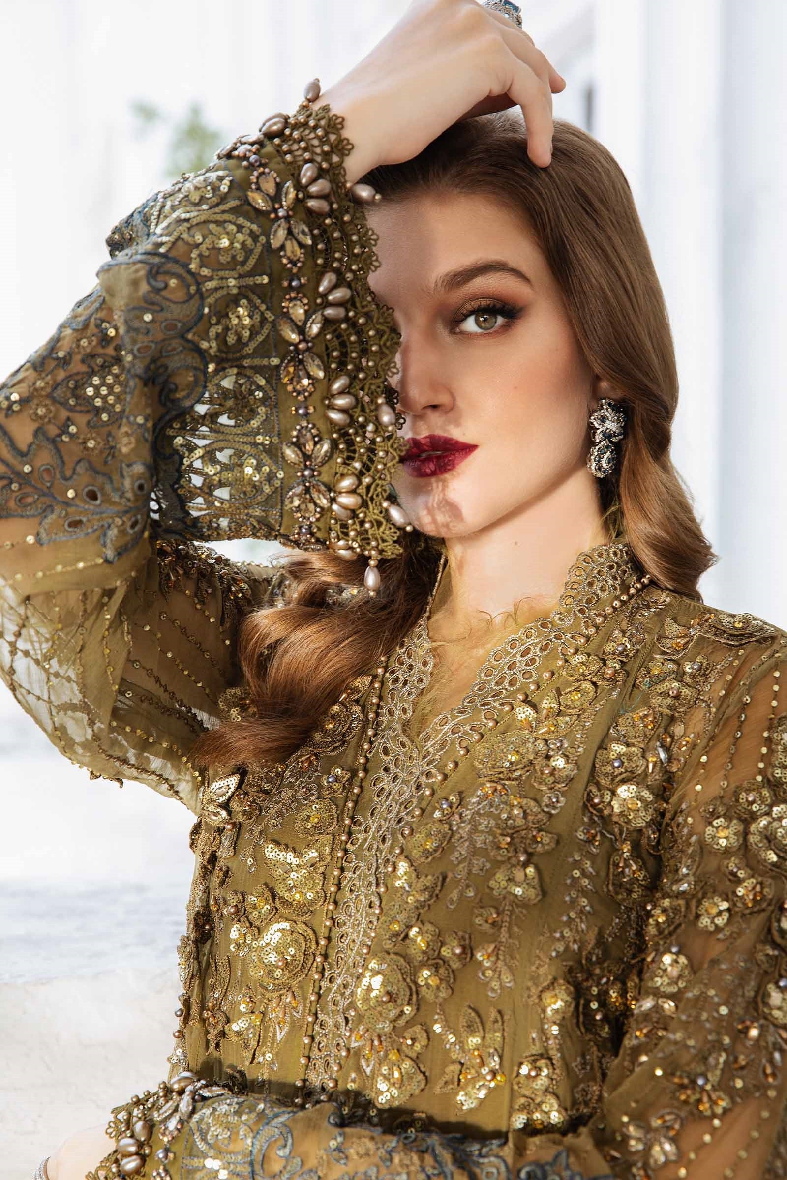 Maria.B 3 Pcs Unstitched Embroidered Pure Chiffon Suit | MPC-24-108