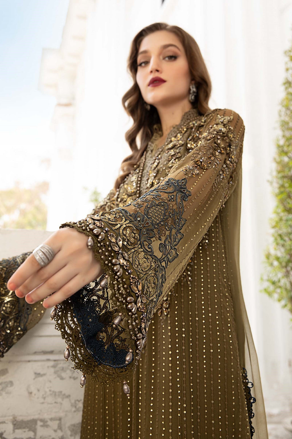 Maria.B 3 Pcs Unstitched Embroidered Pure Chiffon Suit | MPC-24-108