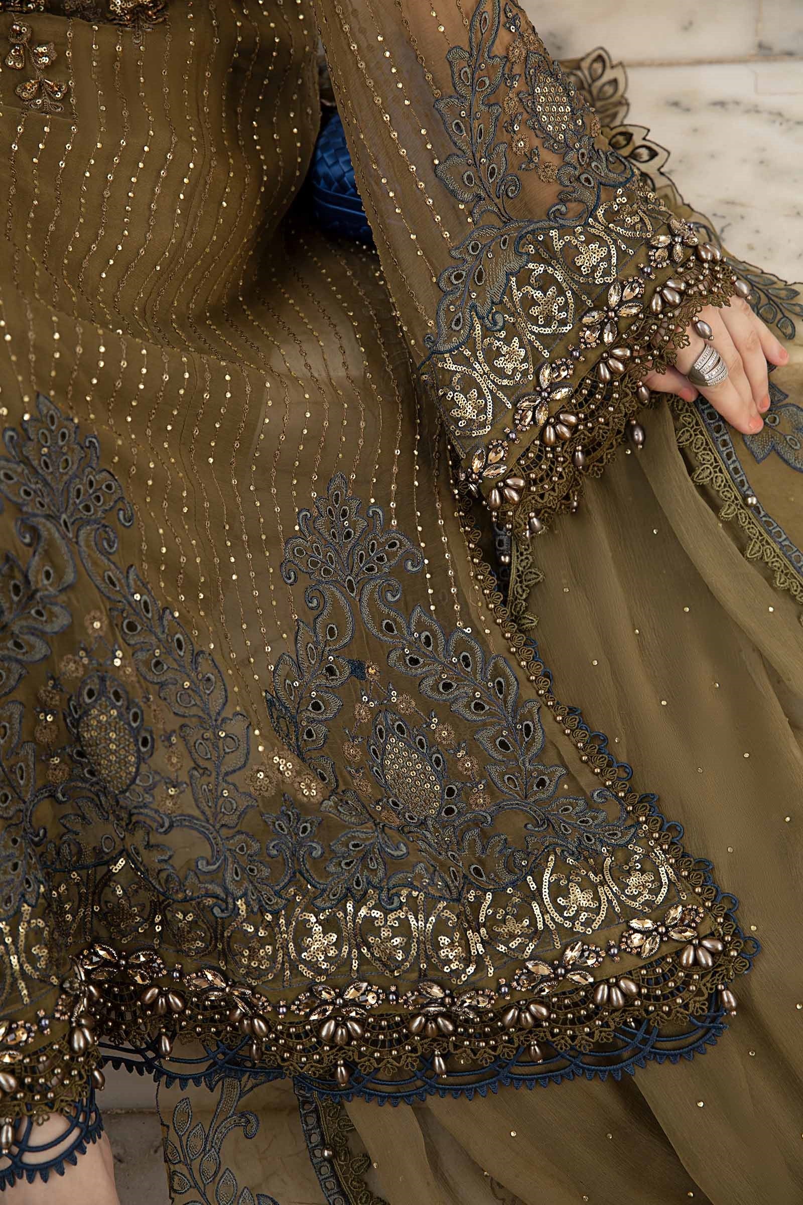 Maria.B 3 Pcs Unstitched Embroidered Pure Chiffon Suit | MPC-24-108