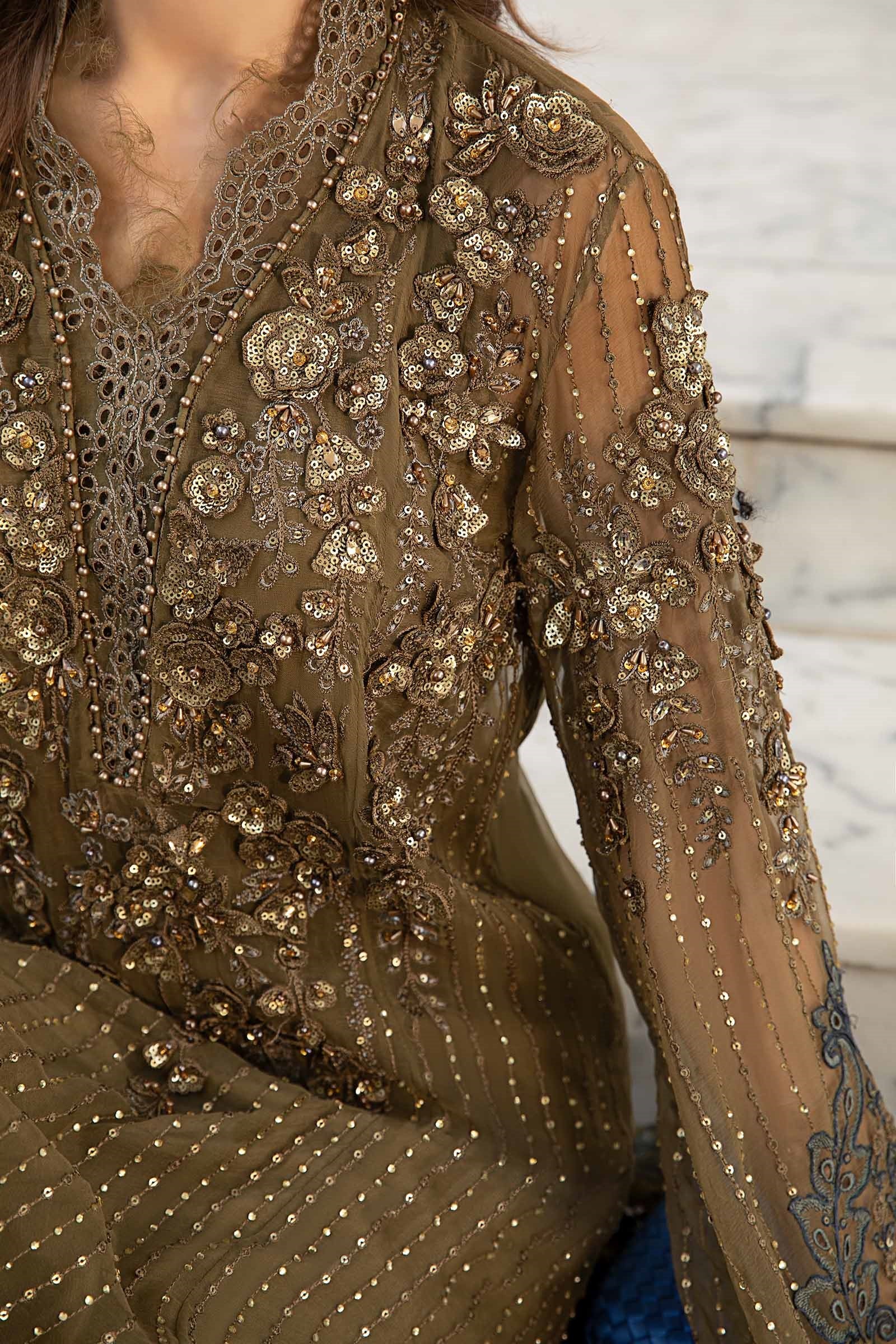 Maria.B 3 Pcs Unstitched Embroidered Pure Chiffon Suit | MPC-24-108