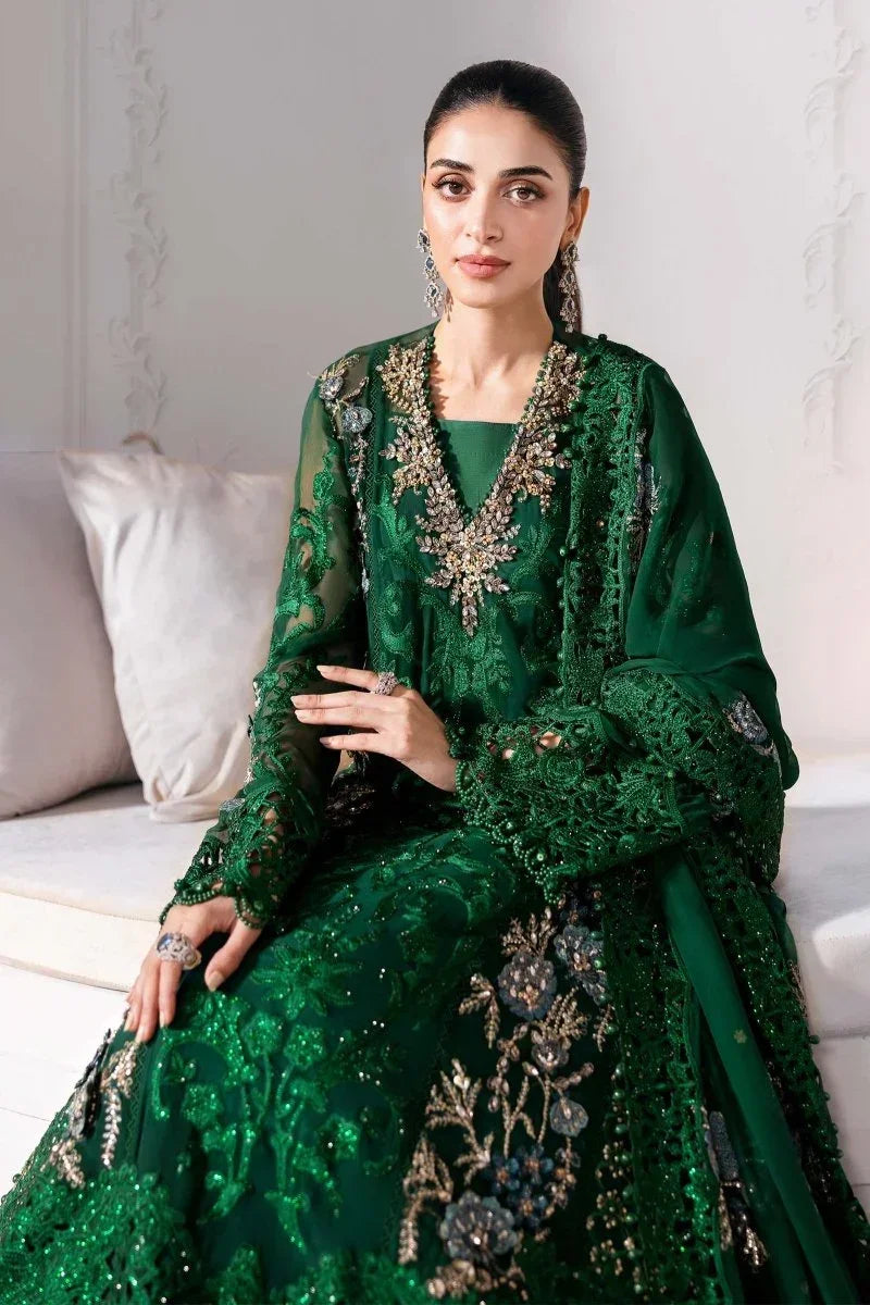 Maria.B Mbroidered 3 Piece Embroidered Unstitched Pure Chiffon Suit BD - 3008 - 3 Pieces pure Chiffon - Zainabjees