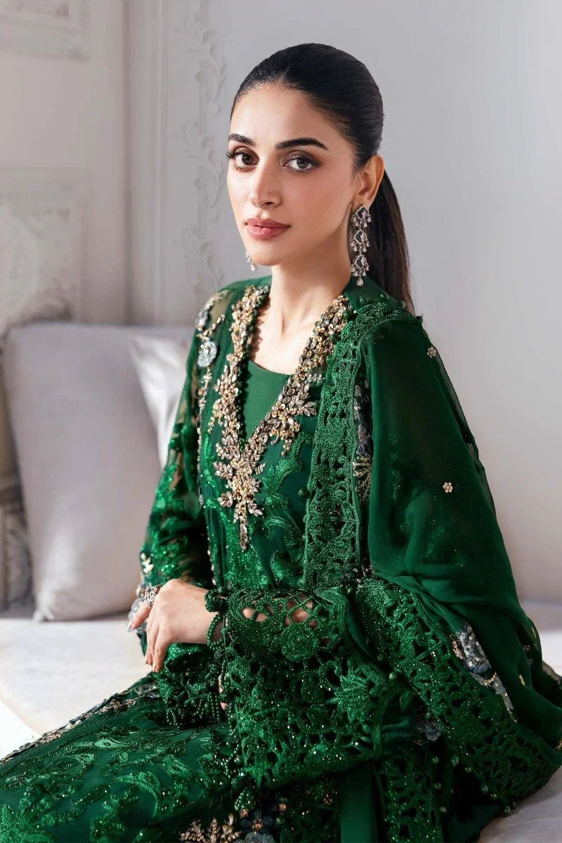 Maria.B Mbroidered 3 Piece Embroidered Unstitched Pure Chiffon Suit BD - 3008 - 3 Pieces pure Chiffon - Zainabjees