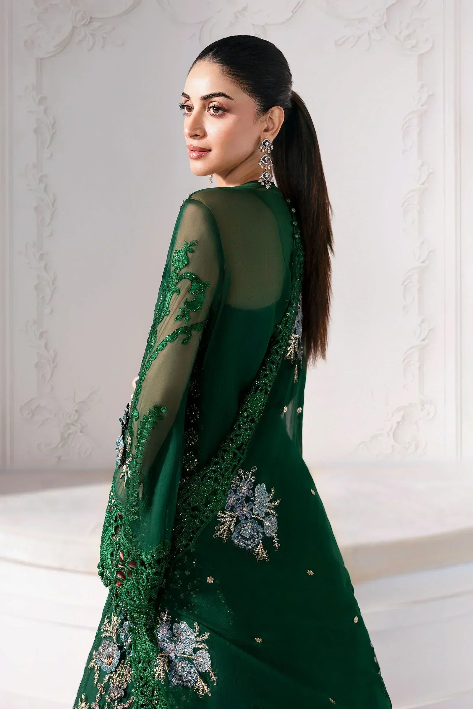 Maria.B Mbroidered 3 Piece Embroidered Unstitched Pure Chiffon Suit BD - 3008 - 3 Pieces pure Chiffon - Zainabjees