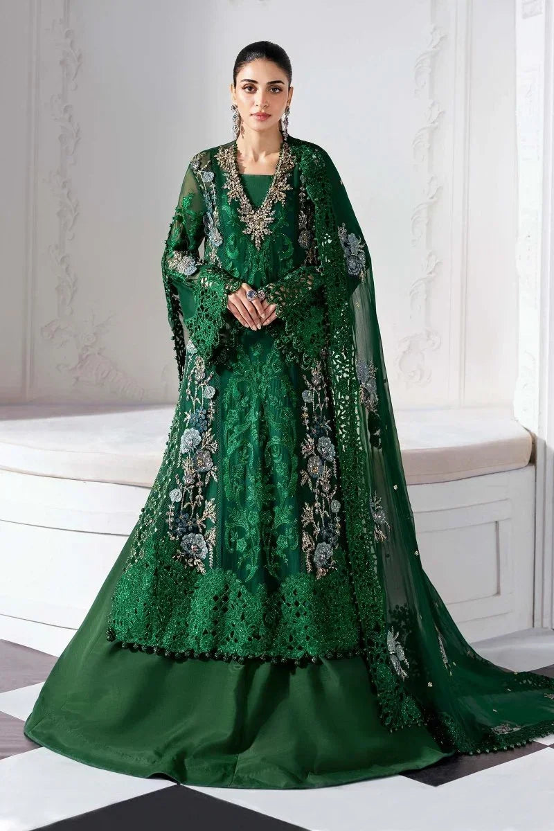 Maria.B Mbroidered 3 Piece Embroidered Unstitched Pure Chiffon Suit BD - 3008 - 3 Pieces pure Chiffon - Zainabjees