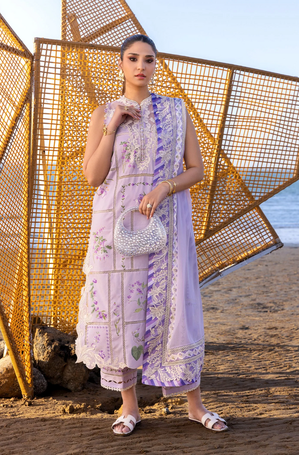 Crimson Flow Embroidered Lawn Unstitched 3Pc Suit D-7A A Girl In The Garden