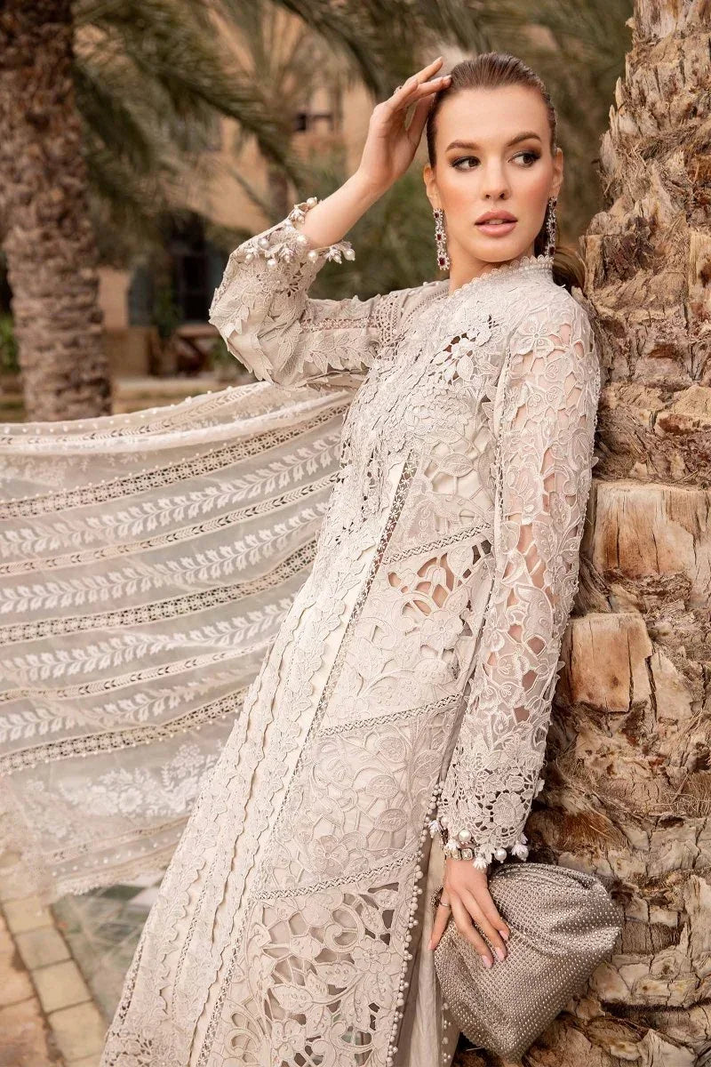 Maria.B Luxury Lawn Embroidered Unstitched 3 Piece D - 2409 - A - 3 Pieces Lawn - Zainabjees