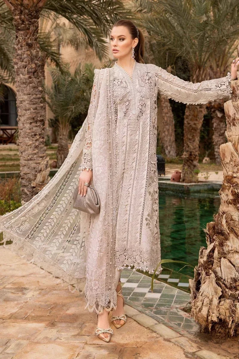 Maria.B Luxury Lawn Embroidered Unstitched 3 Piece D - 2409 - A - 3 Pieces Lawn - Zainabjees