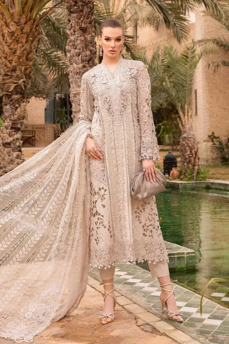 Maria.B Luxury Lawn Embroidered Unstitched 3 Piece D - 2409 - A - 3 Pieces Lawn - Zainabjees
