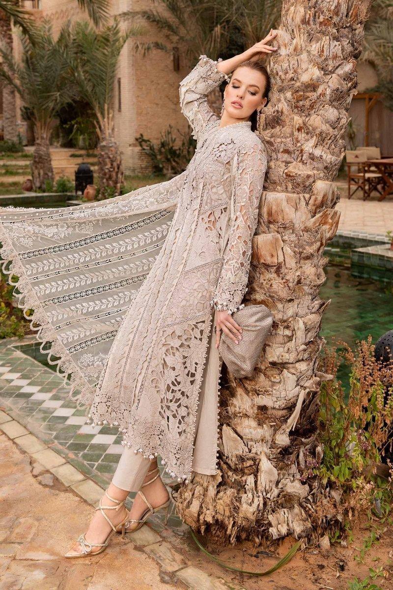 Maria.B Luxury Lawn Embroidered Unstitched 3 Piece D - 2409 - A - 3 Pieces Lawn - Zainabjees