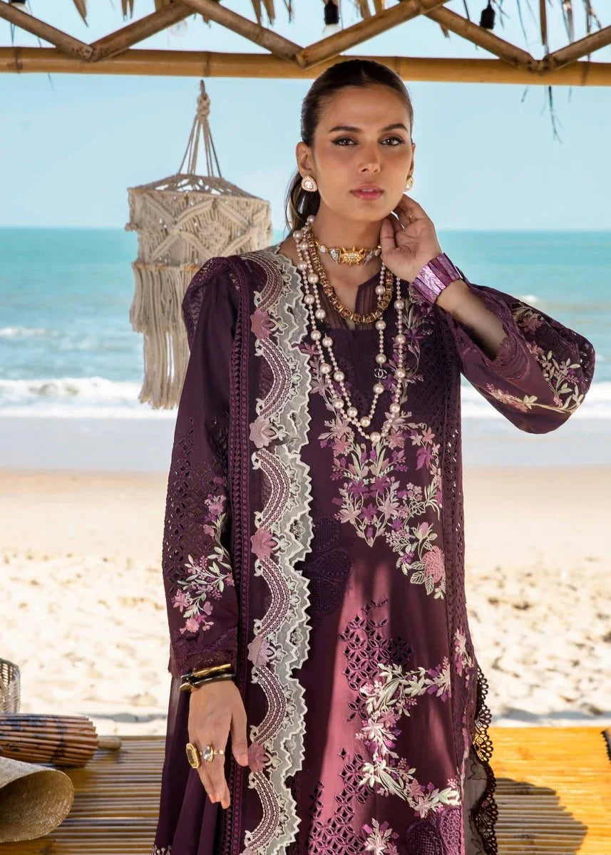 Saira Shakira Embroidered Luxury Lawn 3 Pc Unstitched Suit DAHLIA - B - 3 Pieces Lawn - Zainabjees